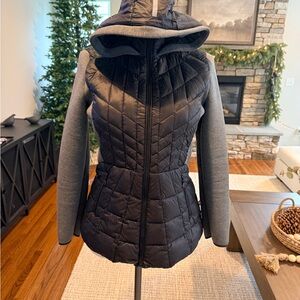 Black and Gray Bernardo Quilted Packable Puffer Coat prima loft